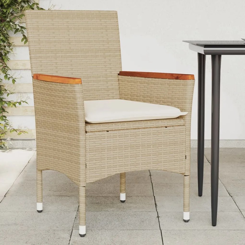 Sedie da giardino con cuscini 2 pz beige in polyrattan