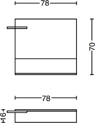 Specchio con lampada LED ripiano 80 cm in legno sabbia opaco e base Bianco Frassino