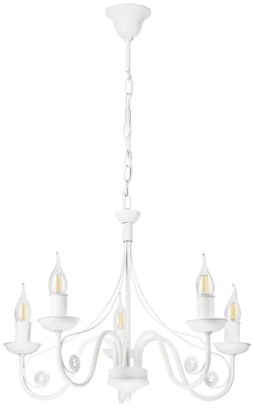 Lampadario a sospensione con catena DONATO 5xE14/40W/230V bianco