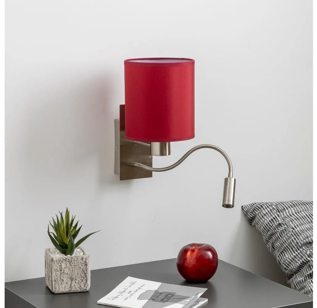 Brilagi-Applique a LED NUBILA 1xE27/25W/230V+LED/3W cromo/Pompeiana rosso