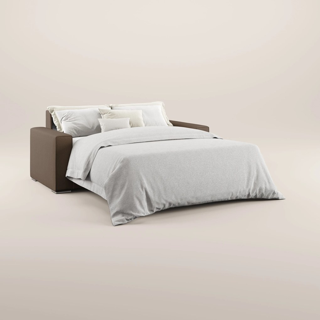 Dream Divano letto moderno dai morbidi cuscini in tessuto smacchiabile T05 marrone