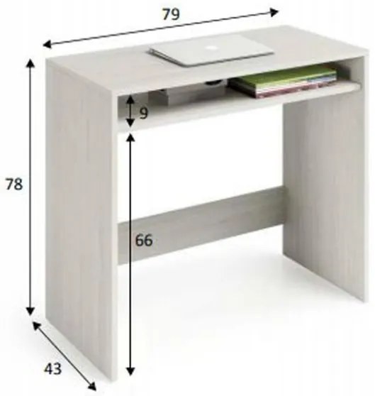 Scrivania Bianca Da Studio Effetto Legno Design Moderno 79x43xH78 Cm Fissa