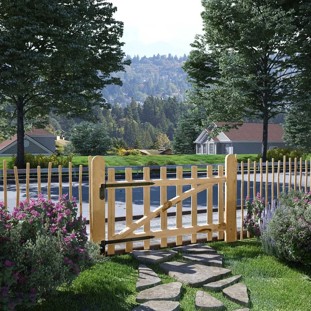 Cancello Singolo Per Recinzione İn Legno Di Nocciolo 100x60 Cm /
