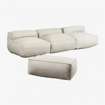 Divano Modulare E Pouf In 3 Pezzi Dojans Beige Semoline - Sklum