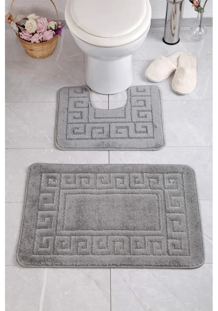 Tappetini da bagno grigi in set da 2 pezzi Ethnic - Foutastic