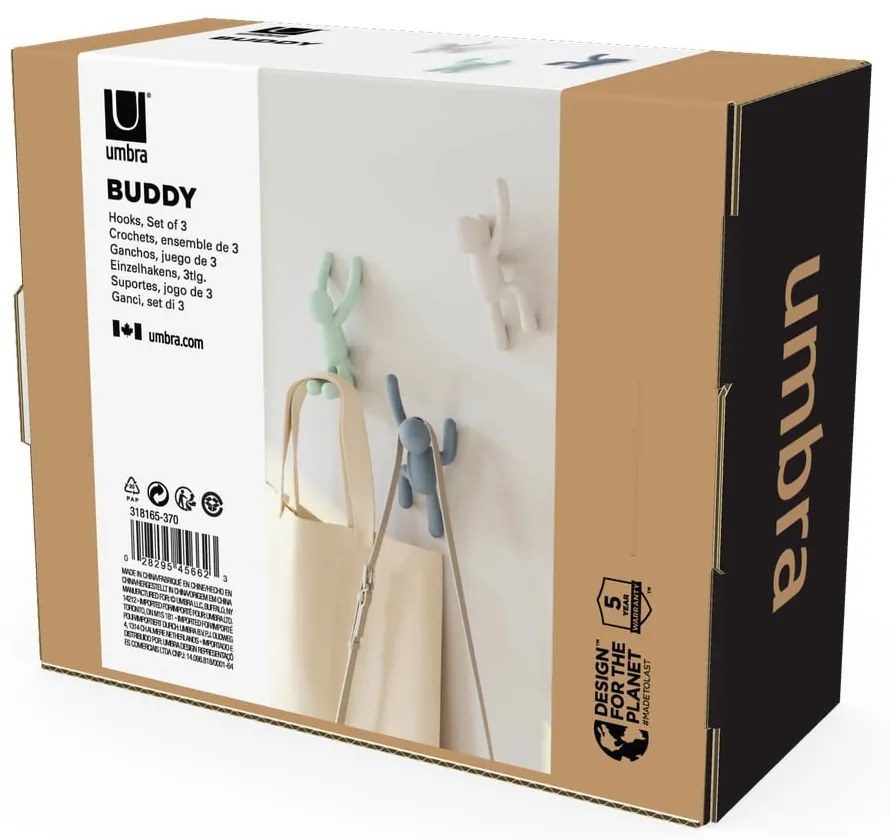 Ganci in plastica da parete in set da 3 Buddy - Umbra