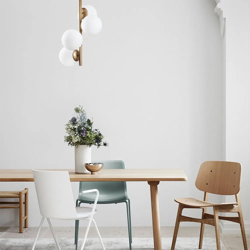 Plafoniera bianca/color ottone con paralume in vetro ø 15 cm Faze – Opviq lights