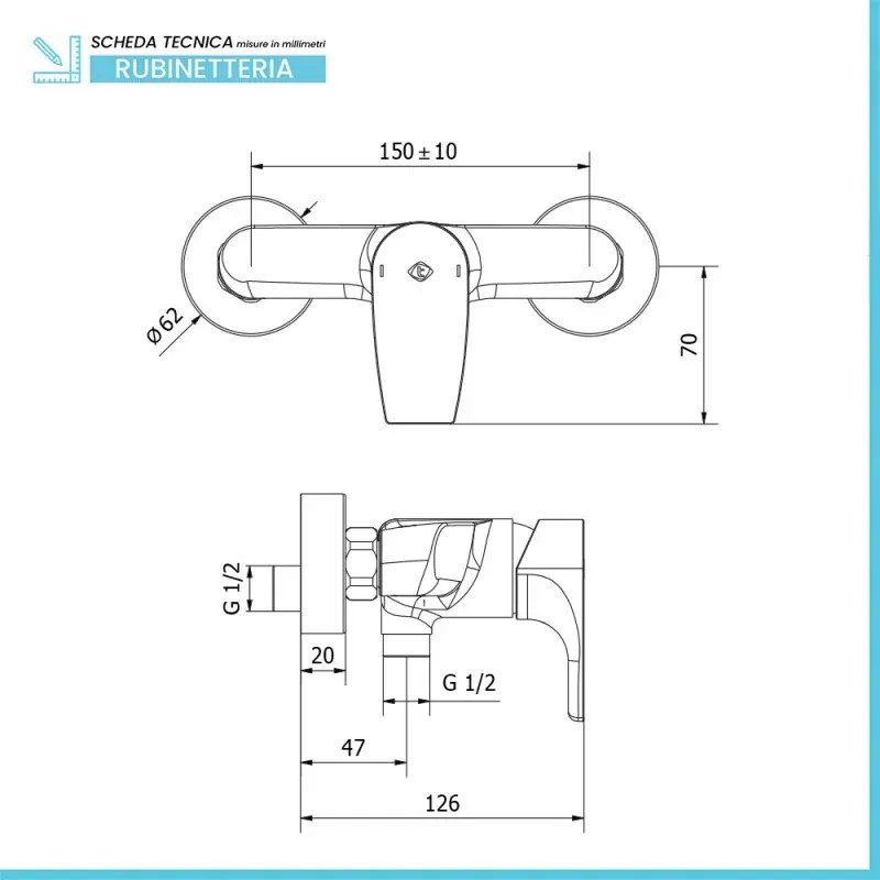 Set miscelatore lavabo bidet e doccia esterno cromo lucido con piletta - Zyra