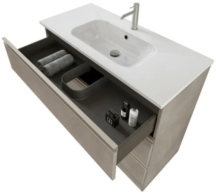 Mobile bagno a terra 100 cm Master grigio con lavabo e specchio