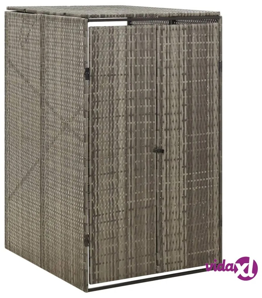 vidaXL Copribidone Singolo Grigio 70x80x117 cm in Polyrattan
