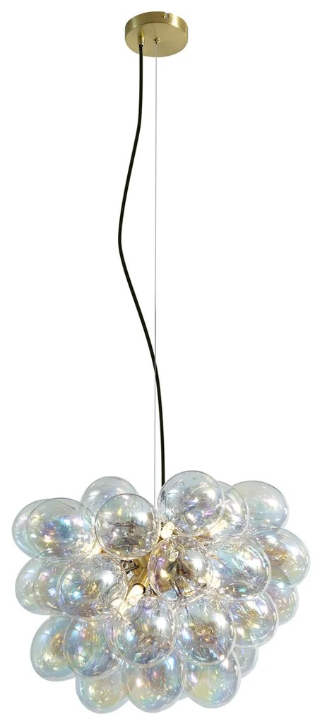 Lampada a sospensione Art Déco oro con vetro arcobaleno 50cm 8 luci - Uvas