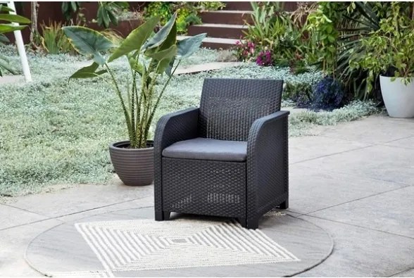 Salotto Da Esterno In Resina Con Tavolino Contenitore Rosalie Keter Graphite