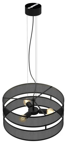 Lampadario a sospensione con filo GLUM 3xE27/60W/230V nero