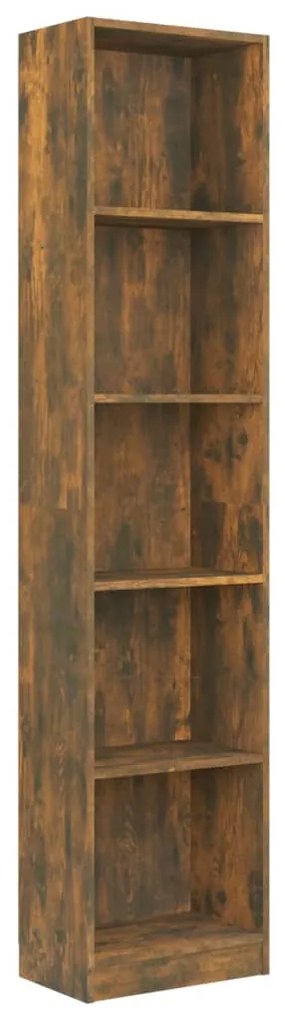 Libreria a 5 ripiani rovere fumo 40x24x175 cm legno multistrato