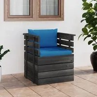 Poltrona da Giardino con Cuscini in Legno di Pino cod mxl 78669