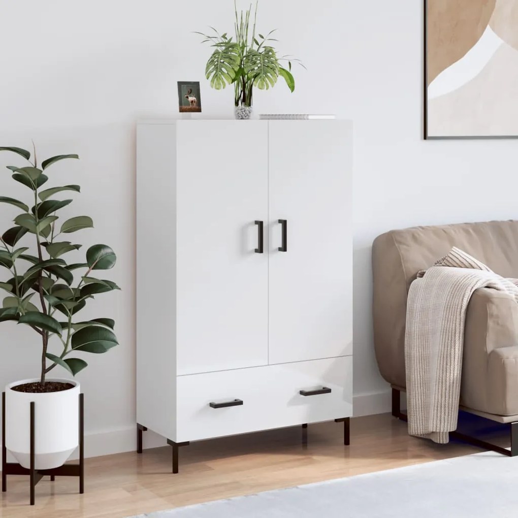 Credenza bianco lucido 69,5x31x115 cm in legno multistrato