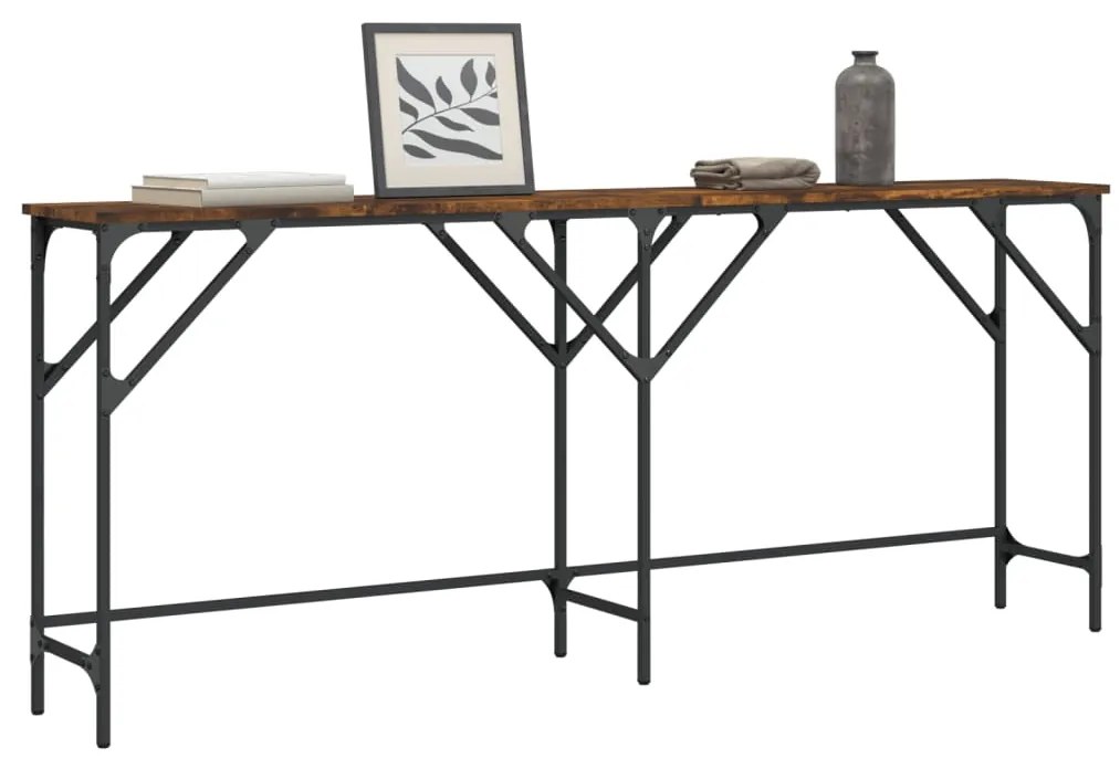 Tavolo Consolle Rovere Fumo 180x29x75 Cm İn Legno Multistrato /