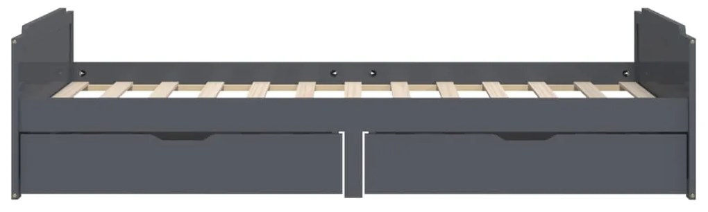 Giroletto cassetti grigio scuro legno massello di pino 90x200cm