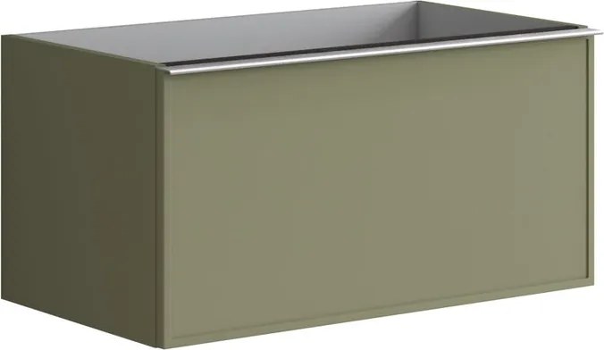 Mobile da bagno sospeso sotto lavabo L 80 x H 40 x P 45.5 cm verde salvia laccato, 2 cassetti Pixel frame
