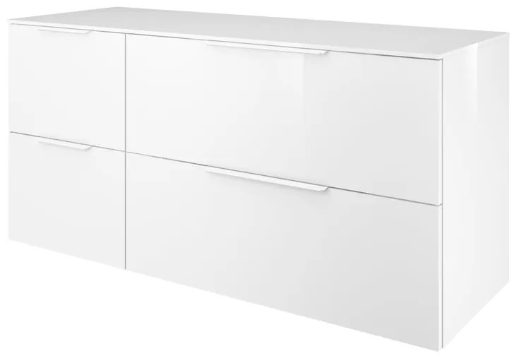 Mobile da bagno sotto lavabo Neo bianco laccato lucido L 135 x H 65 x P 48 cm 2 cassetti, lavabo non incluso