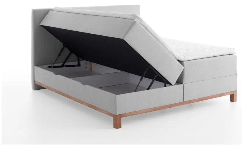 Letto boxspring grigio chiaro con contenitore 160x200 cm Catania - Meise Möbel