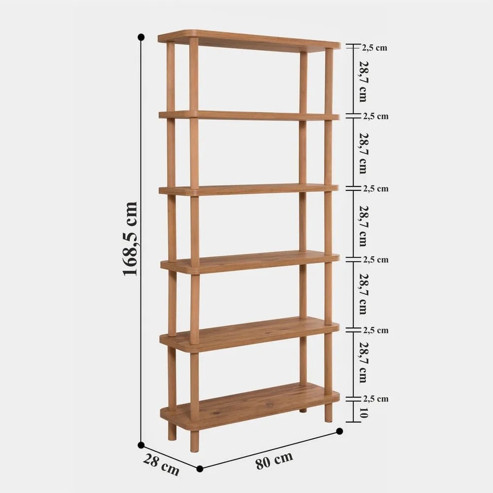 Libreria in pino decorato in colore naturale 80x168,5 cm Step - Kalune Design