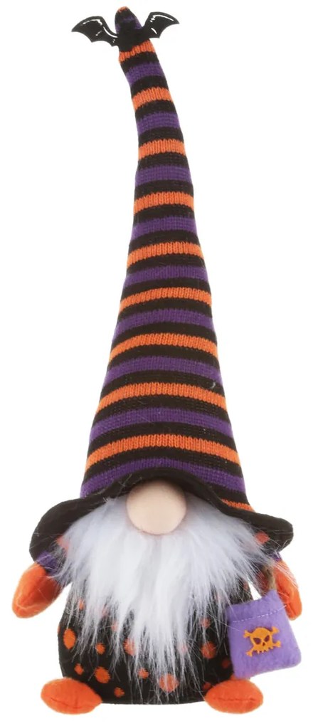 Gnomo Halloween fermaporta 45 cm arancio e nero