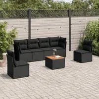 Set Divani da Giardino con Cuscini 7pz Nero Polyrattancod mxl 113529