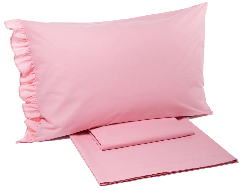 Completo Lenzuola Piazza e Mezza Rosa Kisstintaunita