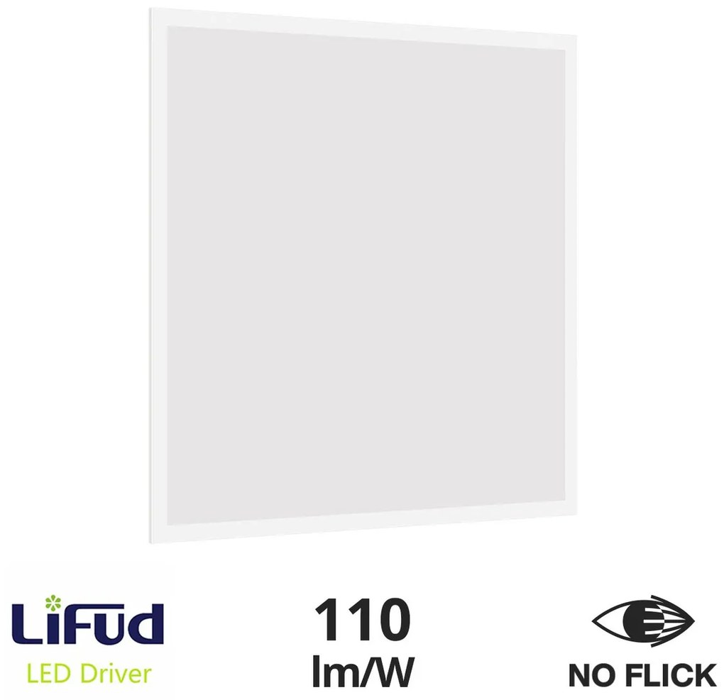 Pannello LED 60x60 40W IP40 No-Flickering - LIFUD Driver Colore Bianco Caldo 3.000K