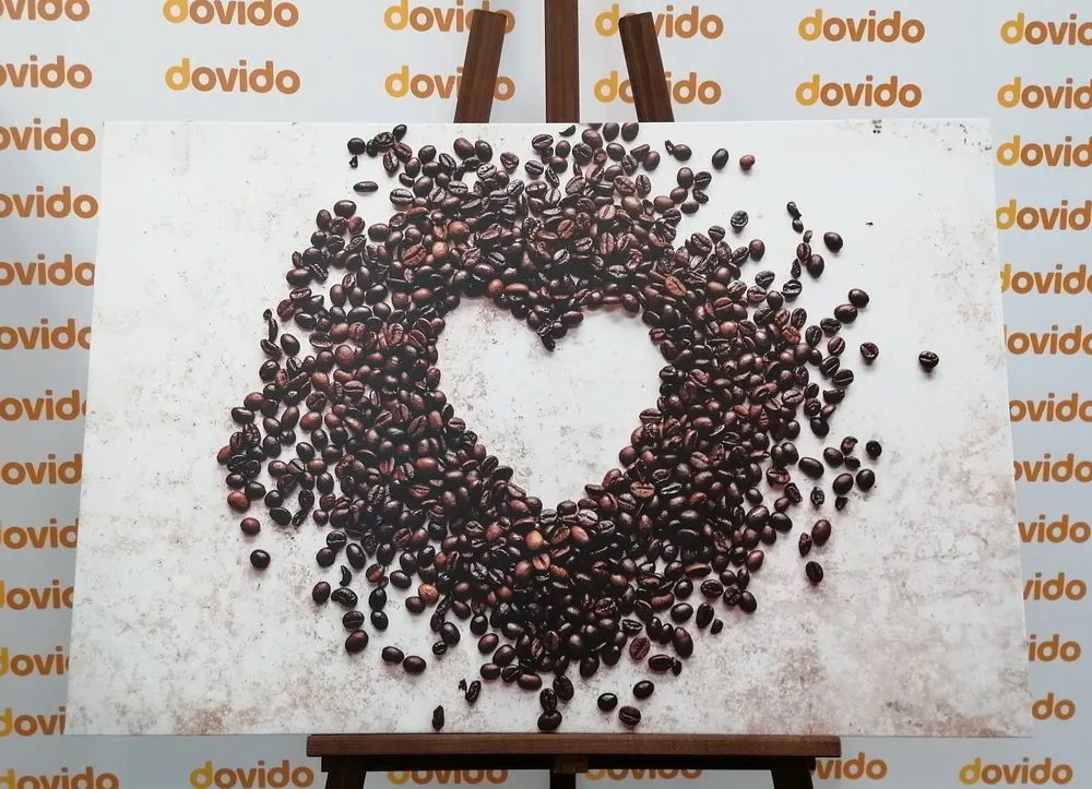 Quadro su tela – Cuore di chicchi di caffè