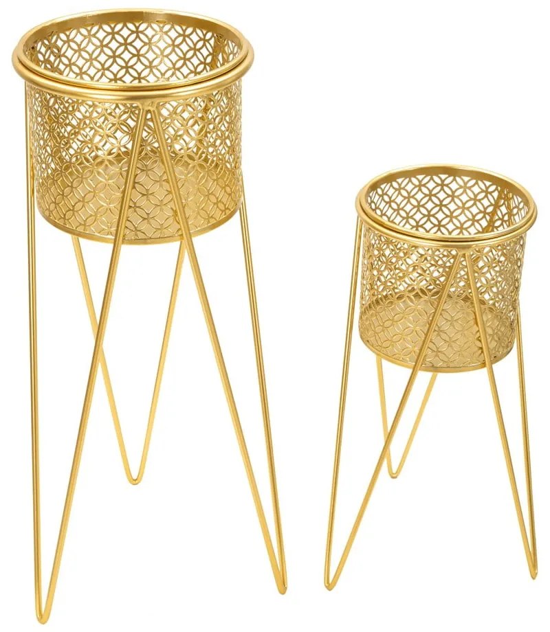 Set di 2 piedistalli per piante in metallo ø 20 cm altezza 46 cm Nat - Mauro Ferretti