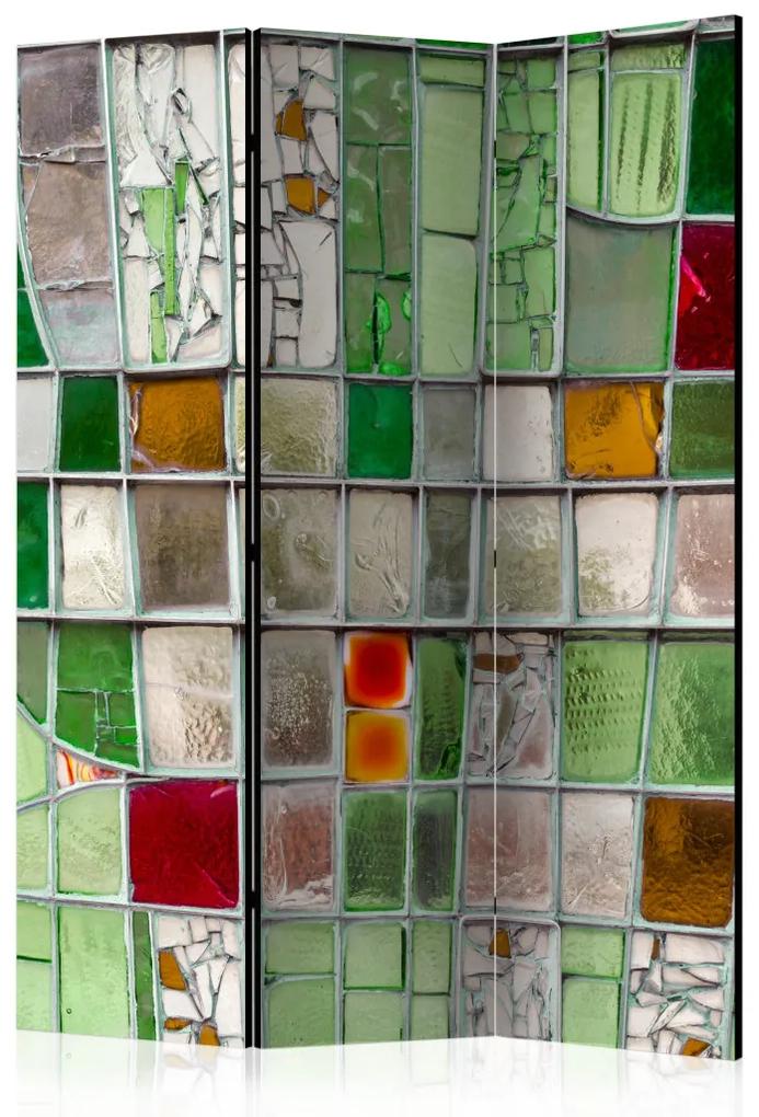 Paravento design Vetrata Smeraldo (3-parti) - mosaico colorato su vetro