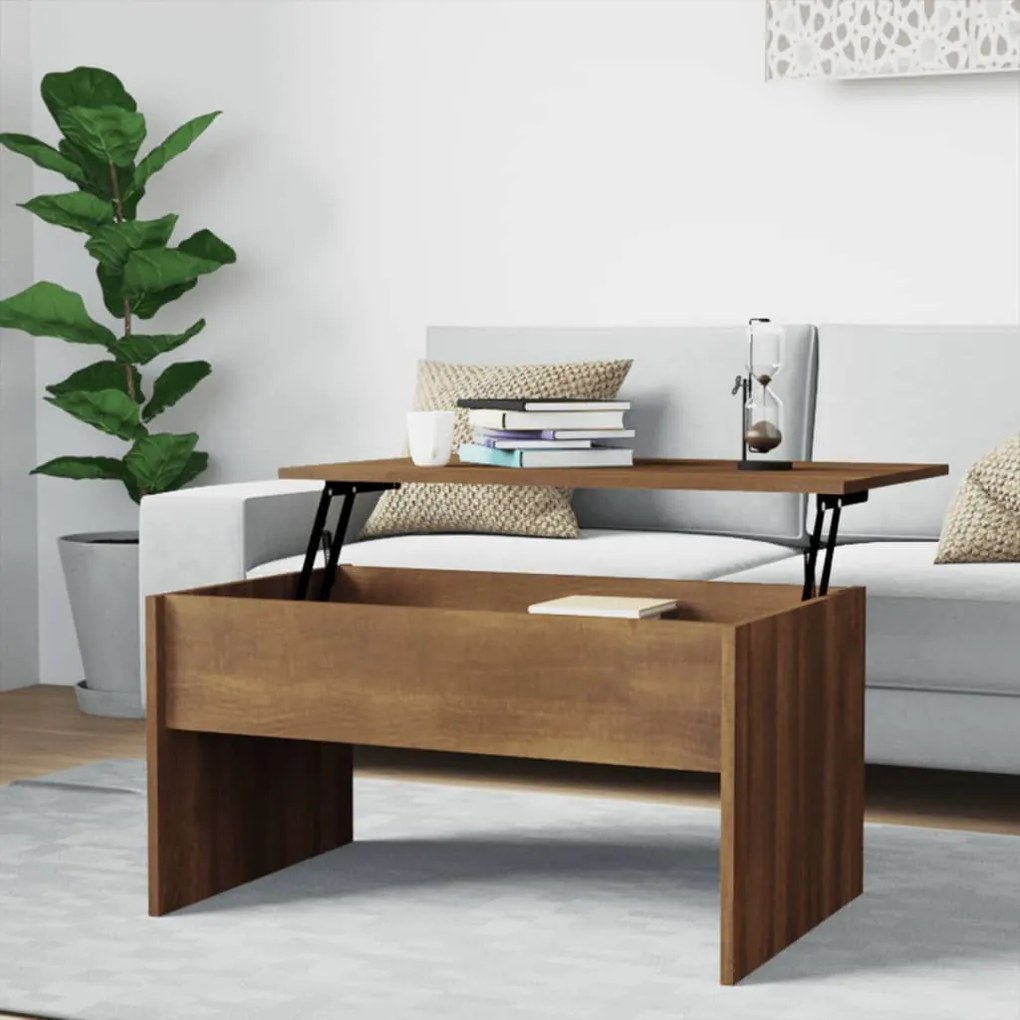 Tavolino Rovere Marrone 80x50,5x41,5 Cm İn Legno Multistrato /