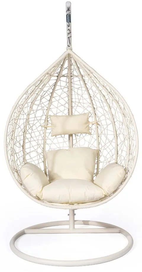 Poltrona sospesa bianco crema in rattan artificiale Noela - Bonami Selection