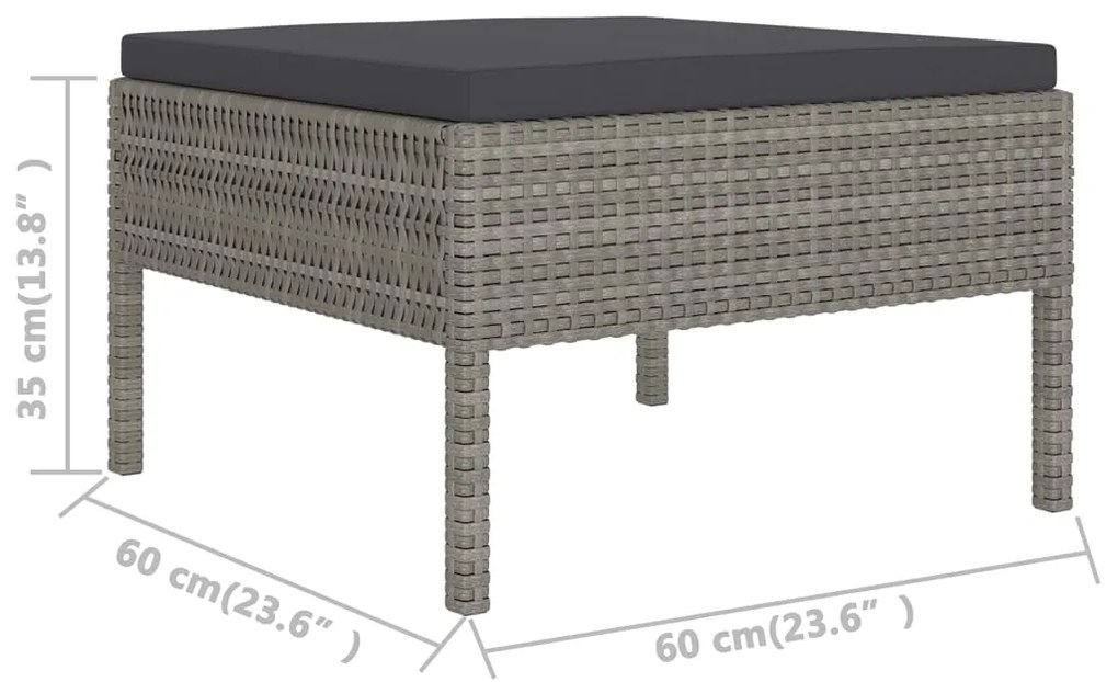 Set Divani da Giardino 11 pz con Cuscini in Polyrattan Grigio