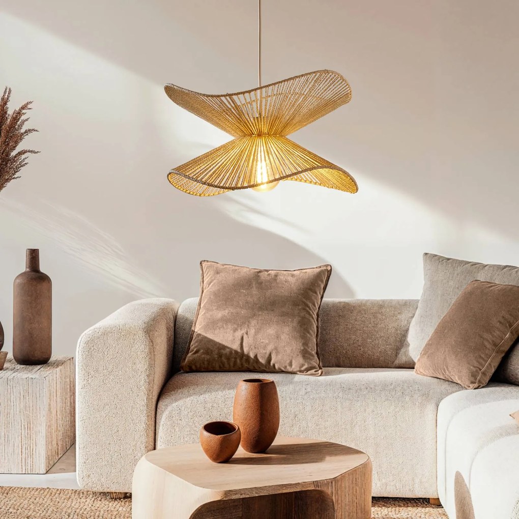Lampada a sospensione Valdorin Lindby, dimmerabile, Crema / Ambra, Camera da letto, Carta / Lunolit / Lunopal, Moderno, Lampada a sospensione