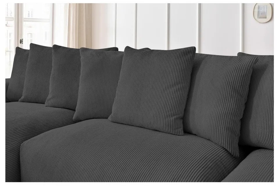 Divano angolare grigio con rivestimento in velluto a coste Voltaire – Bobochic Paris