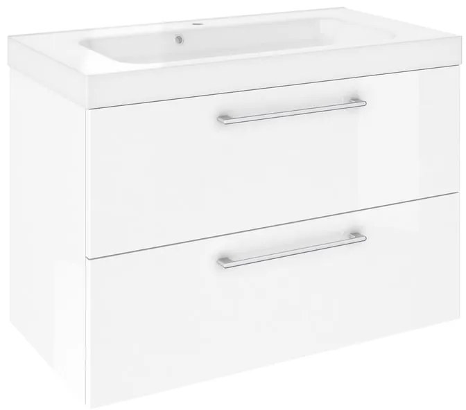 Mobile da bagno sospeso sotto lavabo L 90 x H 58 x P 46 cm bianco laminato lucido, 2 cassetti SENSEA Remix
