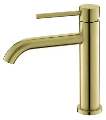 Kamalu - Miscelatore lavabo linea curva in acciaio inox finitura oro | KAM-ARTE ORO