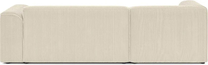 Divano angolare beige (con penisola a sinistra/con chaise lounge) con rivestimento in velluto a coste Merid – Ropez