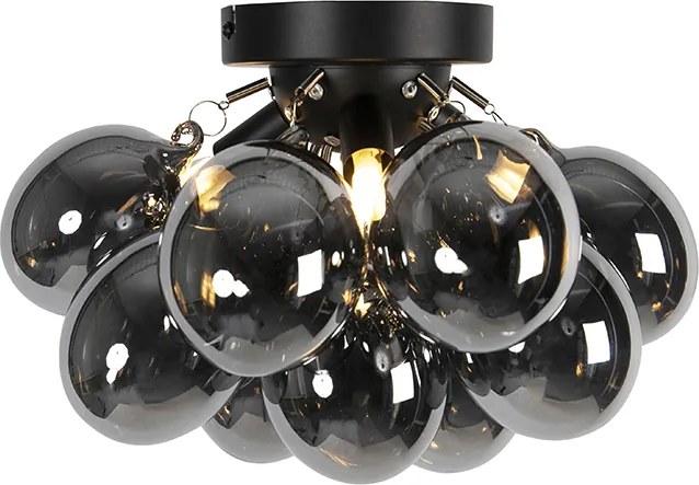 Plafoniera smart nera con vetro fumé 3 luci incluse 3 Wifi G9 - Uvas