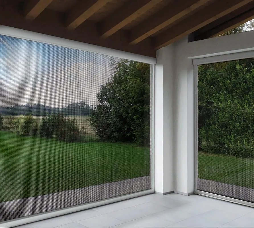 Zanzariera avvolgibile Maxyma Cristal con rete Sun Screen per terrazza L 200 x H 170 cm bianco