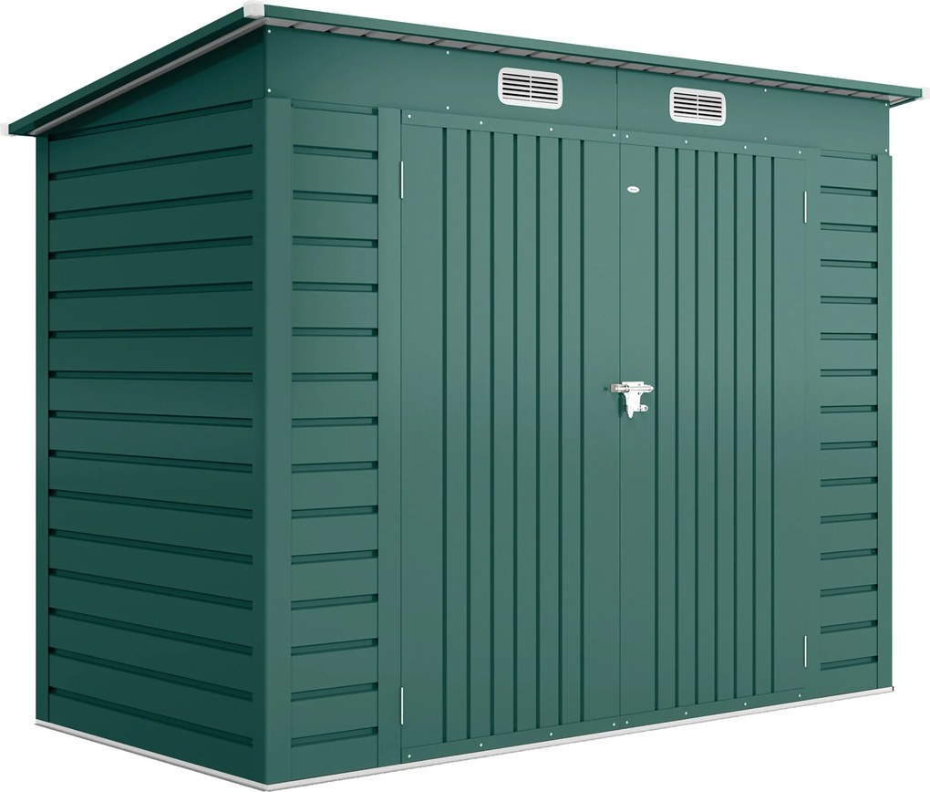 Capanno Porta Attrezzi 249x121x183 cm con 2 Prese d'Aria e Chiavistello in Acciaio Verde...