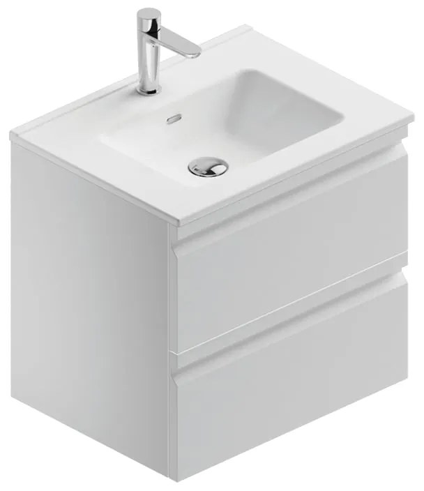 Mobile bagno con lavabo L 60 x H 56 x P 46 cm bianco opaco in mdf 2 cassetti per vasca centrale Pull