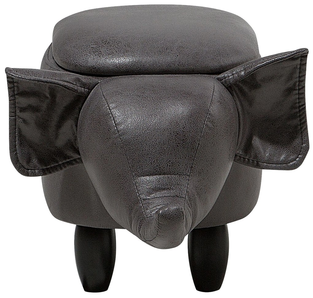 Pouf in tessuto similpelle grigio scuro ELEPHANT Beliani