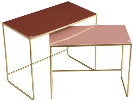 Tavolini da salotto estraibili terracotta, rosa e oro (set di 2) WESS