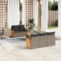 Set Divano da Giardino 6 pz con Cuscini Grigio in Polyrattan 3227467