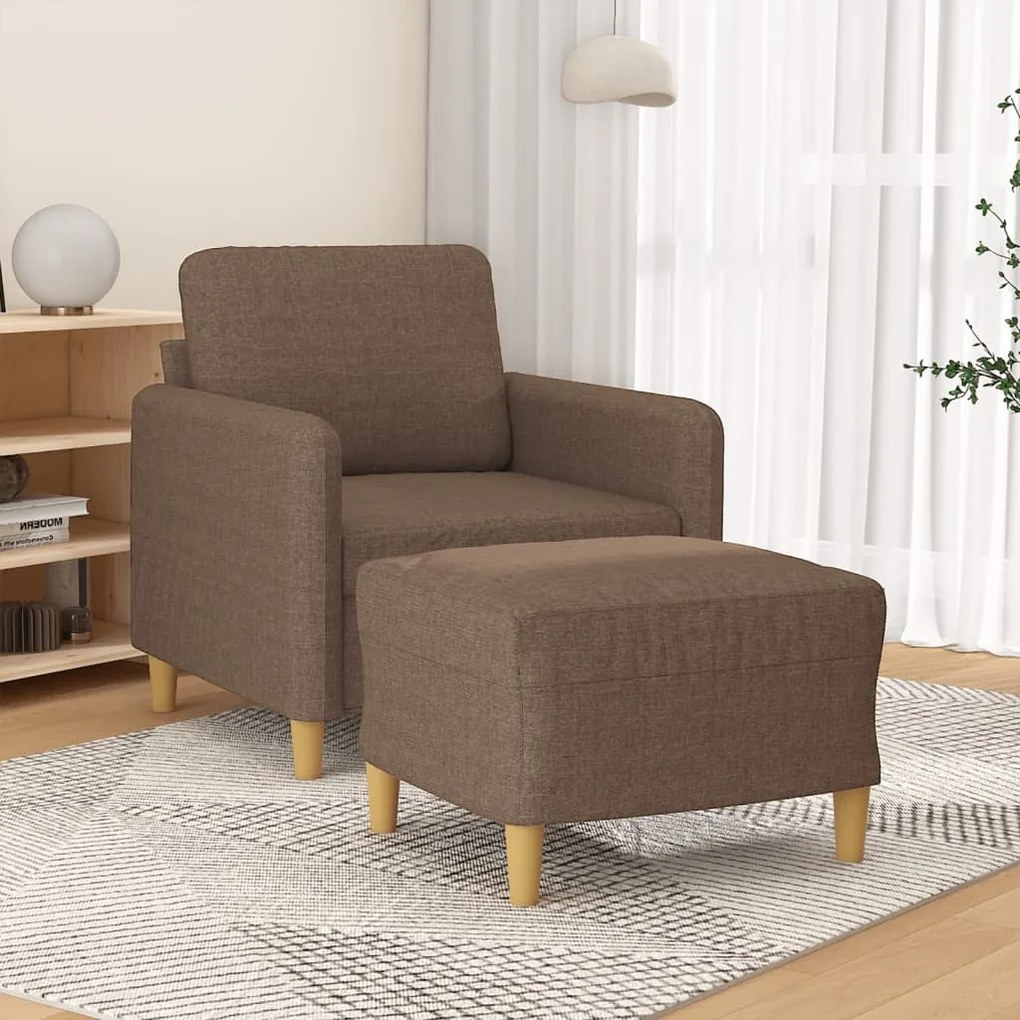Poltrona Con Poggiapiedi Marrone 60 Cm İn Tessuto /