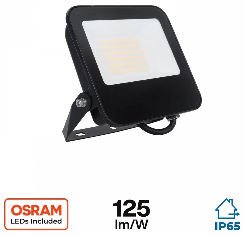 Faro LED 50W IP65, 125lm/W - chip LED OSRAM Black Colore  Bianco Caldo 2.700K